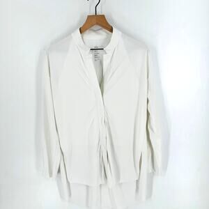 ADAY Something Borrowed White Long Sleeve Top‎ L Minimalist Sustainable Utility